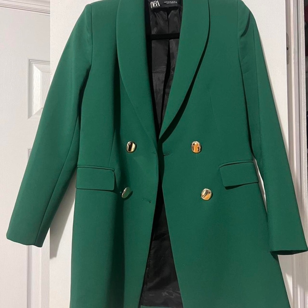 Zara Green Blazer with Gold Buttons